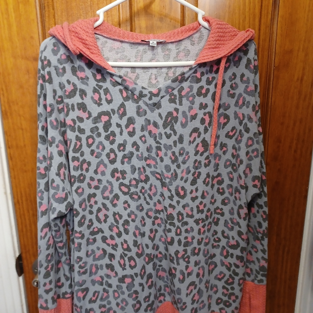 Leopard print light weight hoodie